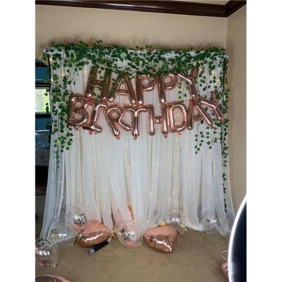 White Tulle BackdropCurtain with Lights String for Parites 10×8ft Sheer Backdrop - Picture 3 of 6